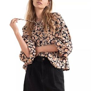 Free People Highlander Printed Blouse in Dark Combo